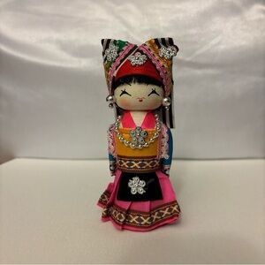 Vintage Colorful Traditional Asian Wooden Doll